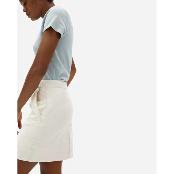NEW! Everlane The Canvas Skirt Off White Cream Bone Classic‎ Preppy Mini Skirt 6 - Picture 3 of 9